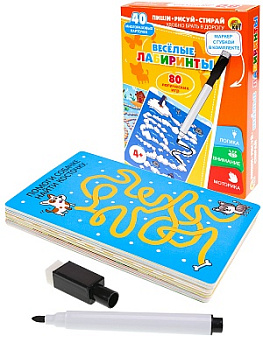 НПИ (40карт) с маркером 80 игр Пиши-Рисуй-Стирай Лабиринты ИН-2674
