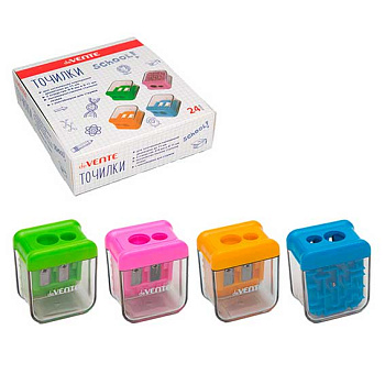 Точилка с контейнером 2отв. deVENTE "School. Labyrinth" 8031307 с лабиринтом,пла