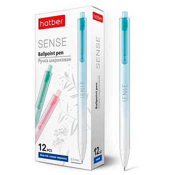 Ручка авт. шар. ХАТ  "Sense" 059198 синяя, 0,7мм, с клипом, корп. с рис., к/к