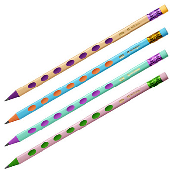 Карандаш ч/г Berlingo Metallic Ergo HB, пластик, трехгран, с выемками, заточен., с ластиком BP01329