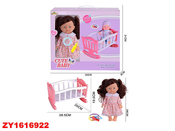 Кукла-пупс (муз) с кроваткой SY040-5 в/к