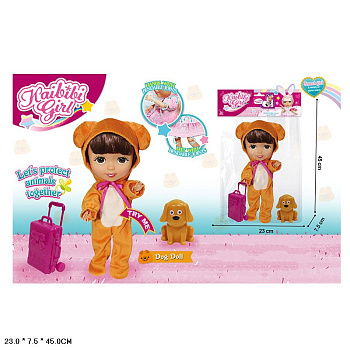 Кукла 30см BLD281-2 в костюме собачки (шарнир) в пакете