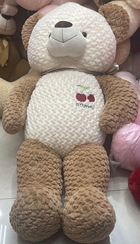 МШБ.Медведь 60/120см с бантом и вышивкой стриж.мех 2цв. D38315