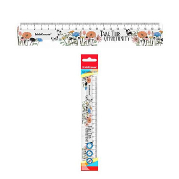 Линейка 20см EK "Wild Flowers" 58101 пластик