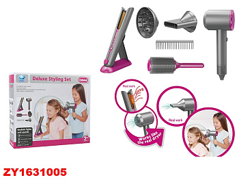 Фен (игрушка) 1019B с набором (+плойка) на батар. в/к