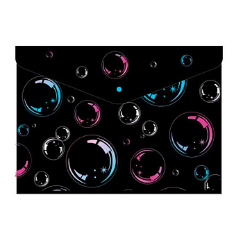 Папка-конверт на кнопке А4 КОКОС "Пузыри" 240738 непрозрачн.с рис.,0,15мм