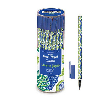 Ручка гелевая "Пиши-Стирай" КОКОС "Lime in Leaves" 212305 синяя 0,5мм,пласт.уп.