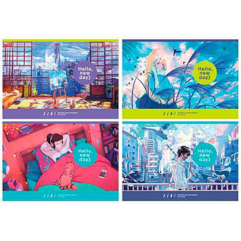Альбом для рисования 32л. BG "Hello. New day!" 10920 на скобе,асс.