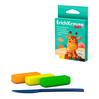 Пластилин мягкий  6цв., 90гр. EK "Baby с Алоэ Вера" 61320 на раст.основе,со стек