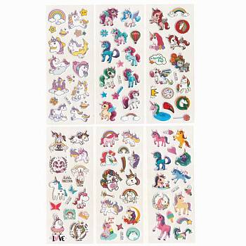 Наклейка декоративная 7*17 Единорог 6в АХ-223-228 Р307-15 Ткн719