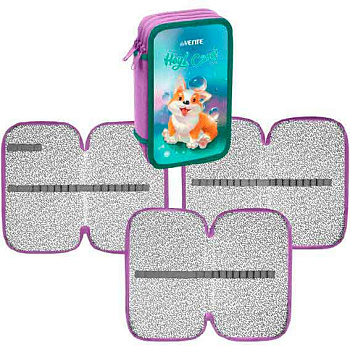 Пенал 3отд. 205*120 deVENTE "Hey Corgi" 7013302 конгр.тисн.,фольга,на молн.