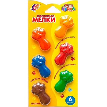 Мелки восковые  6цв. ЛУЧ "Кроха. Лапки" 34С 2254-08 фигурные