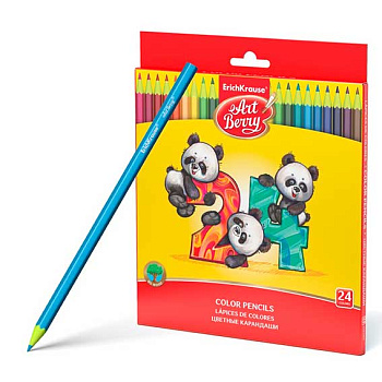 Карандаши пластик. 24цв. EK 47347 шестигр.