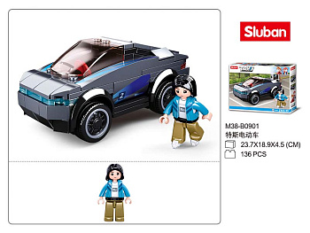 Мини-конструктор M38-B0901 Город Электрокар (136дет,1фиг) в/к