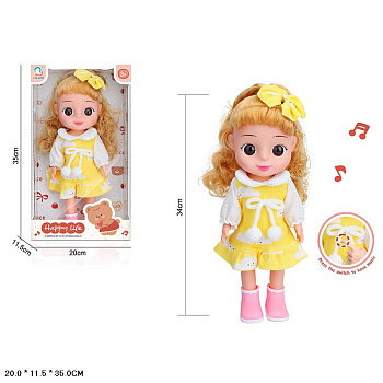 Кукла муз. H04-8 34см в/к