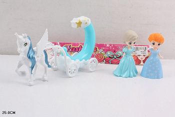 Единорог с каретой RZ388-2 и куколками (2шт) в пакете