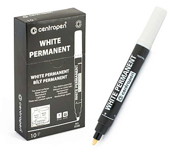 Маркер перманентный Centropen "8586" белый, пулевидный, 2,5мм 5 8586 0100