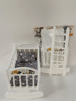 Кроватка-качалка сборная д/кукол №4 (8эл) белая, в/п 24057 (Полесье)