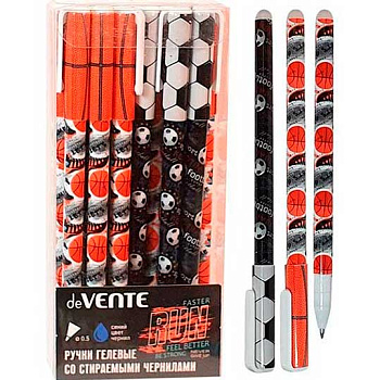 Ручка гелевая "Пиши-стирай" deVENTE "Sport" 5051028 синяя,0,5мм,с ластиком,корп.