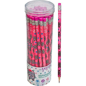 Карандаш ч/гр. с ласт. ATTOMEX "100% Cute. Cat" 5032111 трёхгр.,заточ.