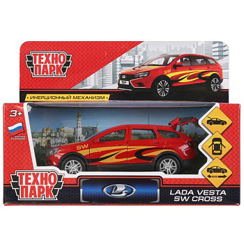 Машина Технопарк металл. Lada Vesta SW Cross Спорт (12см) откр.дв,багаж,в/к VEST