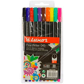 Набор капиляр. ручек LUXOR 10цв. "Fine Writer 045" 15300/10WT 0,8мм,е/подвес