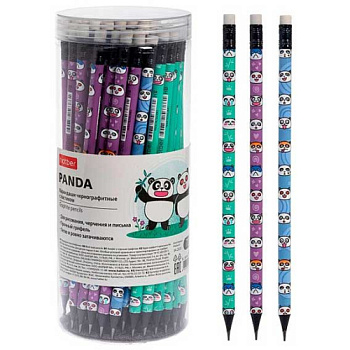 Карандаш ч/гр. с ласт. ХАТ "Panda" 088764 НВ кругл.корп.,заточ.,асс.,пласт.туба