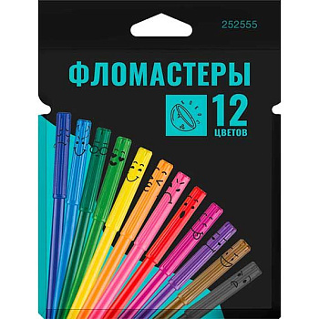 Фломастеры 12цв. КОКОС 252555 смываемые,вент.колп.,к/к,е/подвес