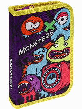 Пенал 1-секц, печать на ткани, большой Компания монстриков (ПН-8783) 190х115
