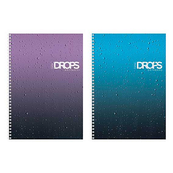 Тетрадь 80л. (клетка) А4 ХАТ спираль "Drops" перфор.,глянц.лам.,асс