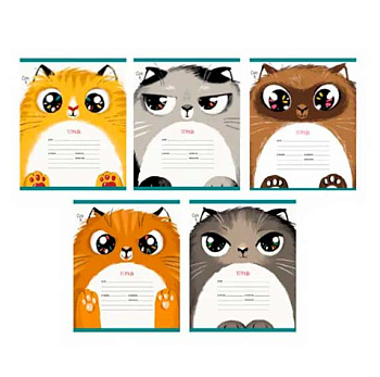 Тетрадь 12л. (клетка) ЭКСМО "Пушистые котики (эксклюзив)" ТК128279 мел.карт.