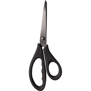 Ножницы 18см deVENTE 4091704 черные, усиленные, пласт. кольца, карт. блист.