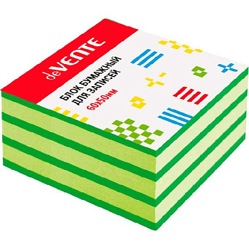 Блок д/записей 60*50*40мм deVENTE зелёный интенсив/салатовая пастель,7слоёв,прок