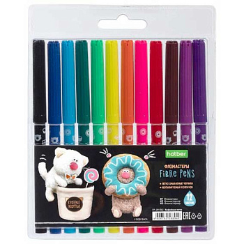 Фломастеры 12цв. ХАТ "Кофейные коты" 091082 ECO,блистер,е/подвес FP_091082