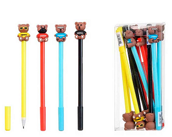 Ручка детск. шар. МС Basir "Мишка" МС-5666 синяя,цв.корп.асс.