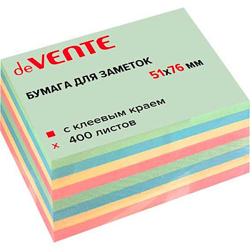Кл.бумага д/заметок 51*76мм deVENTE 400л. 2010527 пастель 4цв.