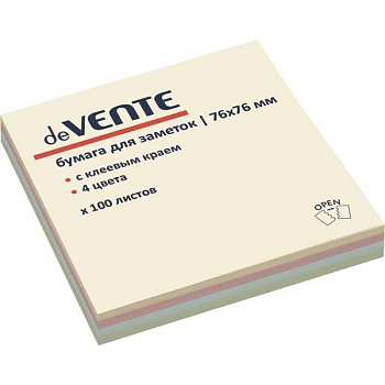Кл.бумага д/заметок 76*76мм deVENTE 100л. 4 пастельных цв. 2010702