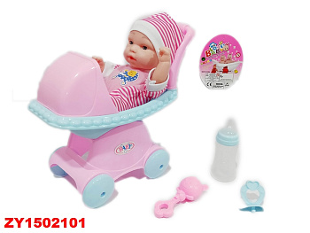 Пупсик с коляской LD6402D-61G в пакете