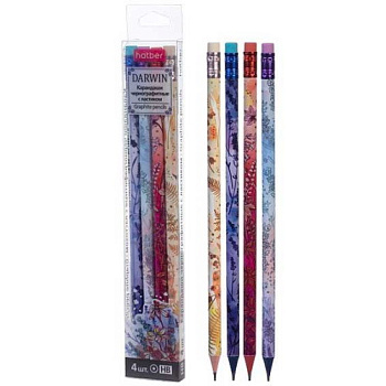 Карандаш ч/гр. с ласт. ХАТ "Darwin" 093399 НВ,кругл.корп.,заточ.,пластик.бокс