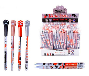Ручка гелевая "Пиши-стирай" MAZARI "Meow" M-5432-70 синяя, 0,5мм,цв.пласт.корп. M-5432-70