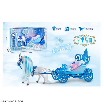 Лошадь с каретой 2205C свет, звук (ходит) в/к