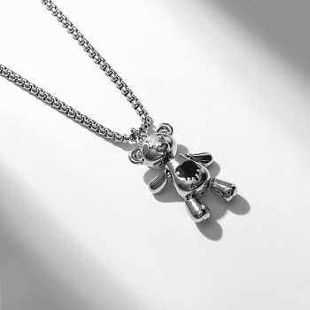 Кулон Мишка (70см) гладкий, цв.серебро 10218618