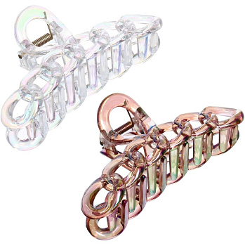 Заколка-краб для волос "Мон Пион", цепочка, микс 6 цветов, 11см (Блистер) 746-475