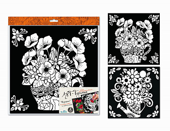 Арт-терапия Картина-раскраска (30*30см,2шт) Фруктовый букет 02865 (Оригами)