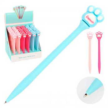 Ручка детск. авт. шар. КОКОС "QinQin Лапка" 215870 синяя 0,7мм,однораз.,асс.