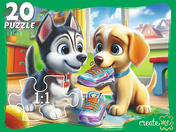 Пазлы (20эл) фигурные Озорные щенки Ф20-3169