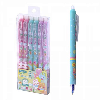 Ручка гелевая авт. "Пиши-Стирай" ALINGAR "Зайчики" AL11119 синяя,0,5мм,кругл.цв.