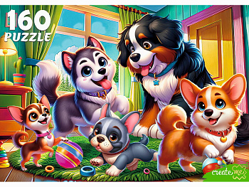 Пазлы (160эл) Милые щенки в комнате Ф160-6641