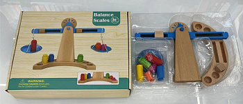 Деревянные весы с гирями, развивающая игрушка в/к D36172