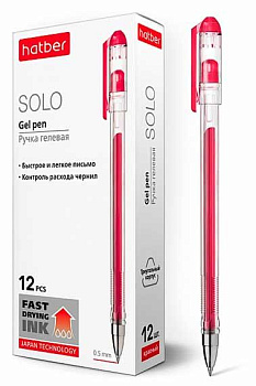Ручка гелевая ХАТ "Solo" 058622 красная,0,5мм,трёхгр.корп.,к/к